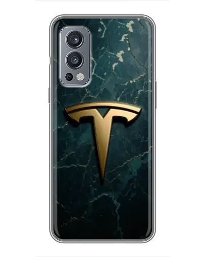 Чехол для OnePlus Nord 2 с картинкой «Мраморная Tesla Gold»
