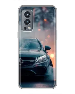 Чехол для OnePlus Nord 2 с картинкой «Mercedes — ночной город» Чехол для OnePlus Nord 2 с картинкой «Mercedes — ночной город»