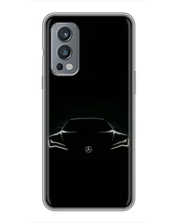 Чехол для OnePlus Nord 2 с картинкой «Mercedes — силуэт авто»