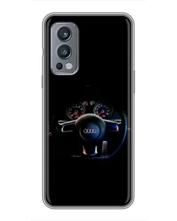 Чехол для OnePlus Nord 2 с картинкой «Салон Audi — руль» Чехол для OnePlus Nord 2 с картинкой «Салон Audi — руль»