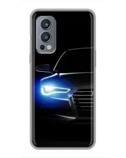 Чехол для OnePlus Nord 2 с картинкой «Неоновый взгляд Audi»