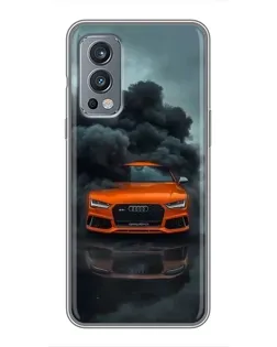 Чехол для OnePlus Nord 2 с картинкой «Audi в облаках дыма»