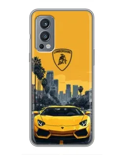 Чехол для OnePlus Nord 2 с картинкой «Желтый Lamborghini город» Чехол для OnePlus Nord 2 с картинкой «Желтый Lamborghini город»