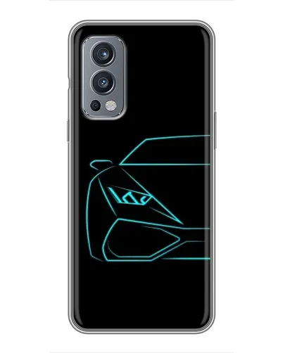 Чехол для OnePlus Nord 2 с картинкой «Голубой силуэт Lamborghini»