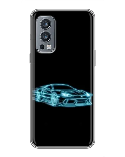 Чехол для OnePlus Nord 2 с картинкой «Неоновый контур Lamborghini»