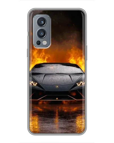 Чехол для OnePlus Nord 2 с картинкой «Lamborghini в огне»