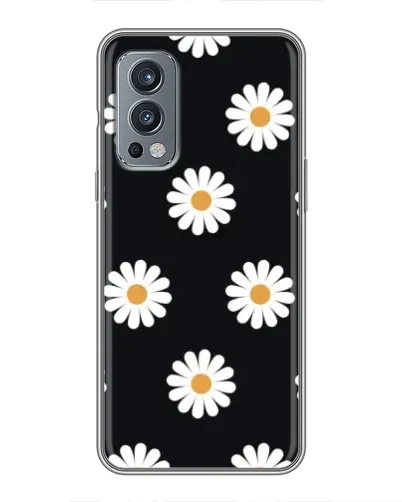 Чехол для OnePlus Nord 2 с картинкой «Ромашки на черном»