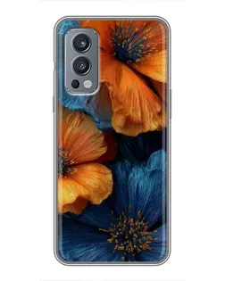 Чехол для OnePlus Nord 2 с картинкой «Яркая сине-оранжевая флора» Чехол для OnePlus Nord 2 с картинкой «Яркая сине-оранжевая флора»