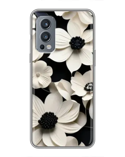 Чехол для OnePlus Nord 2 с картинкой «Объемные белые цветы»
