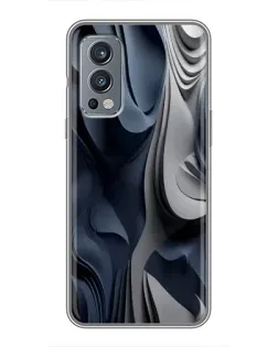 Чехол для OnePlus Nord 2 с картинкой «Объемные синие складки»