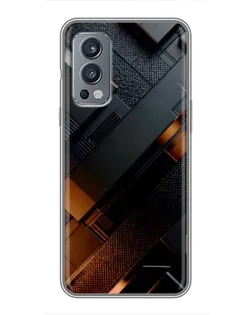 Чехол для OnePlus Nord 2 с картинкой «Черные геометрические блоки»