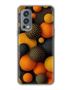 Чехол для OnePlus Nord 2 с картинкой «Объемные оранжевые сферы»