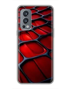 Чехол для OnePlus Nord 2 с картинкой «Красная глянцевая сетка»