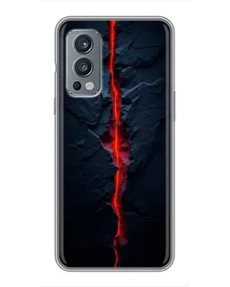 Чехол для OnePlus Nord 2 с картинкой «Kрасная лавовая трещина»