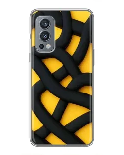 Чехол для OnePlus Nord 2 с картинкой «Черное желтое переплетение»