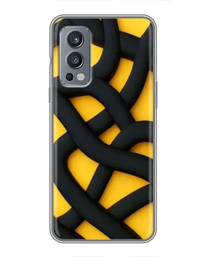 Чехол для OnePlus Nord 2 с картинкой «Черное желтое переплетение» Чехол для OnePlus Nord 2 с картинкой «Черное желтое переплетение»