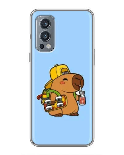 Чехол для OnePlus Nord 2 с картинкой «Капибара на скейте»