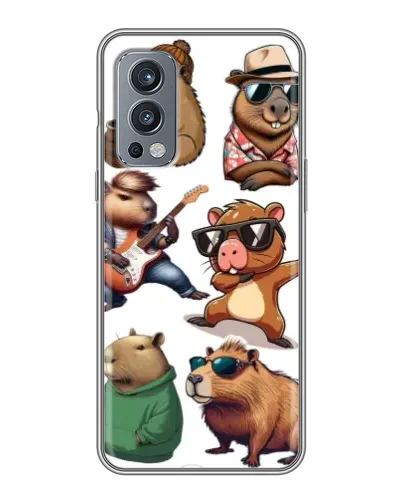 Чехол для OnePlus Nord 2 с картинкой «Крутые капибары музыканты»