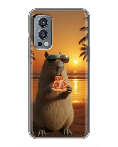 Чехол для OnePlus Nord 2 с картинкой «Капибара с пиццей»