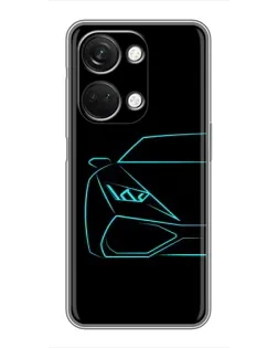 Чехол для OnePlus Nord 3 5G с картинкой «Голубой силуэт Lamborghini»