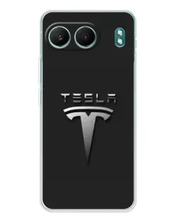 Чехол для OnePlus Nord 4 с картинкой «Стальной логотип Tesla»
