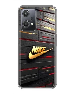 Чехол для OnePlus Nord CE 2 (5G) (IV2201) с картинкой «Золотой Nike на металле»