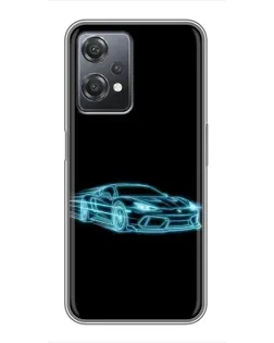 Чехол для OnePlus Nord CE 2 (5G) (IV2201) с картинкой «Неоновый контур Lamborghini»