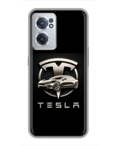 Чехол для OnePlus Nord CE 2 Lite 5G с картинкой «Tesla — серебристое авто»