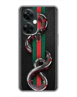 Чехол для OnePlus Nord CE 3 Lite с картинкой «Gucci — змея на полосе» Чехол для OnePlus Nord CE 3 Lite с картинкой «Gucci — змея на полосе»