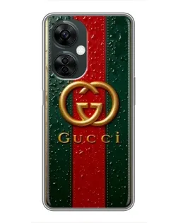 Чехол для OnePlus Nord CE 3 Lite с картинкой «Gucci — фирменная полоса и золото» Чехол для OnePlus Nord CE 3 Lite с картинкой «Gucci — фирменная полоса и золото»