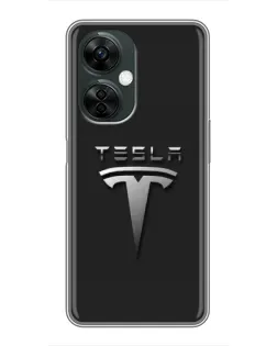 Чохол для OnePlus Nord CE 3 Lite з картинкою «Сталевий логотип Tesla»