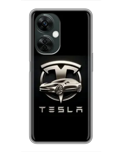 Чехол для OnePlus Nord CE 3 Lite с картинкой «Tesla — серебристое авто»
