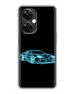 Чехол для OnePlus Nord CE 3 Lite с картинкой «Неоновый контур Lamborghini»