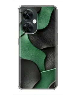Чехол для OnePlus Nord CE 3 Lite с картинкой «Зеленые кожаные волны» Чехол для OnePlus Nord CE 3 Lite с картинкой «Зеленые кожаные волны»