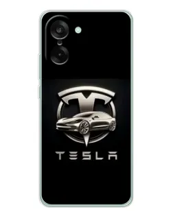 Чохол для OnePlus Nord CE 5 з картинкою «Tesla — срібне авто»