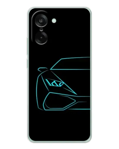 Чехол для OnePlus Nord CE 5 с картинкой «Голубой силуэт Lamborghini»