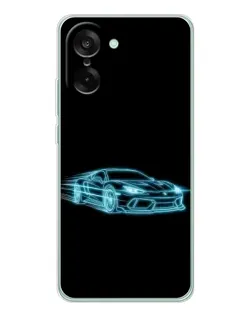 Чехол для OnePlus Nord CE 5 с картинкой «Неоновый контур Lamborghini»