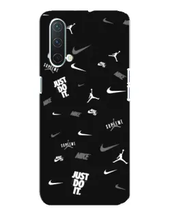 Чехол для OnePlus Nord CE 5G с картинкой «Nike Black Pattern»