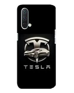 Чехол для OnePlus Nord CE 5G с картинкой «Tesla — серебристое авто»