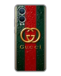 Чехол для OnePlus Nord CE4 Lite с картинкой «Gucci — фирменная полоса и золото»
