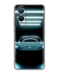 Чехол для OnePlus Nord CE4 Lite с картинкой «Tesla в неоне» Чехол для OnePlus Nord CE4 Lite с картинкой «Tesla в неоне»
