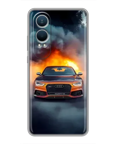 Чехол для OnePlus Nord CE4 Lite с картинкой «Audi в огненном дыму»