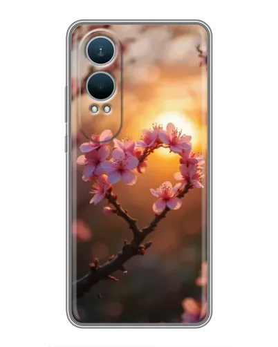 Чехол для OnePlus Nord CE4 Lite с картинкой «Розовый цвет сердце на фоне заката»