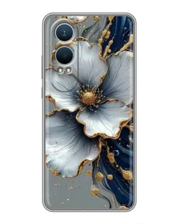 Чехол для OnePlus Nord CE4 Lite с картинкой «Белый цветок и золотой флюид»