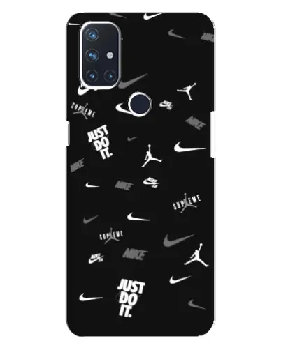 Чехол для OnePlus Nord N10 5G с картинкой «Nike Black Pattern»