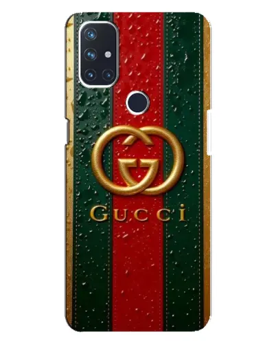 Чехол для OnePlus Nord N10 5G с картинкой «Gucci — фирменная полоса и золото» Чехол для OnePlus Nord N10 5G с картинкой «Gucci — фирменная полоса и золото»