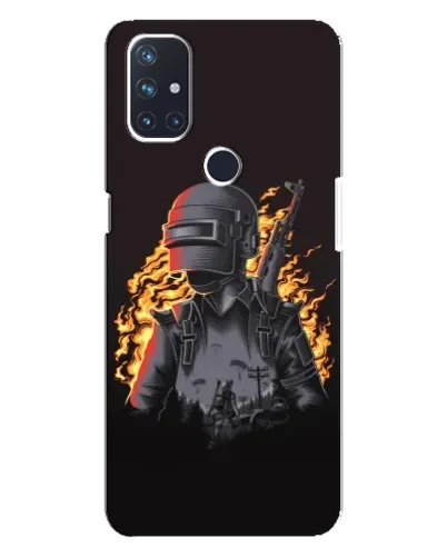 Чехол для OnePlus Nord N10 5G с картинкой «PUBG — огненный силуэт»