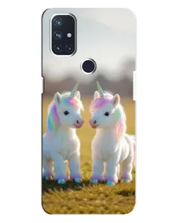 Чехол для OnePlus Nord N10 5G с картинкой «Пара единорогов»
