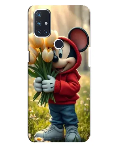 Чехол для OnePlus Nord N10 5G с картинкой «Микки с тюльпанами»