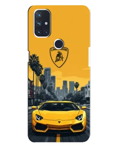 Чехол для OnePlus Nord N10 5G с картинкой «Желтый Lamborghini город»